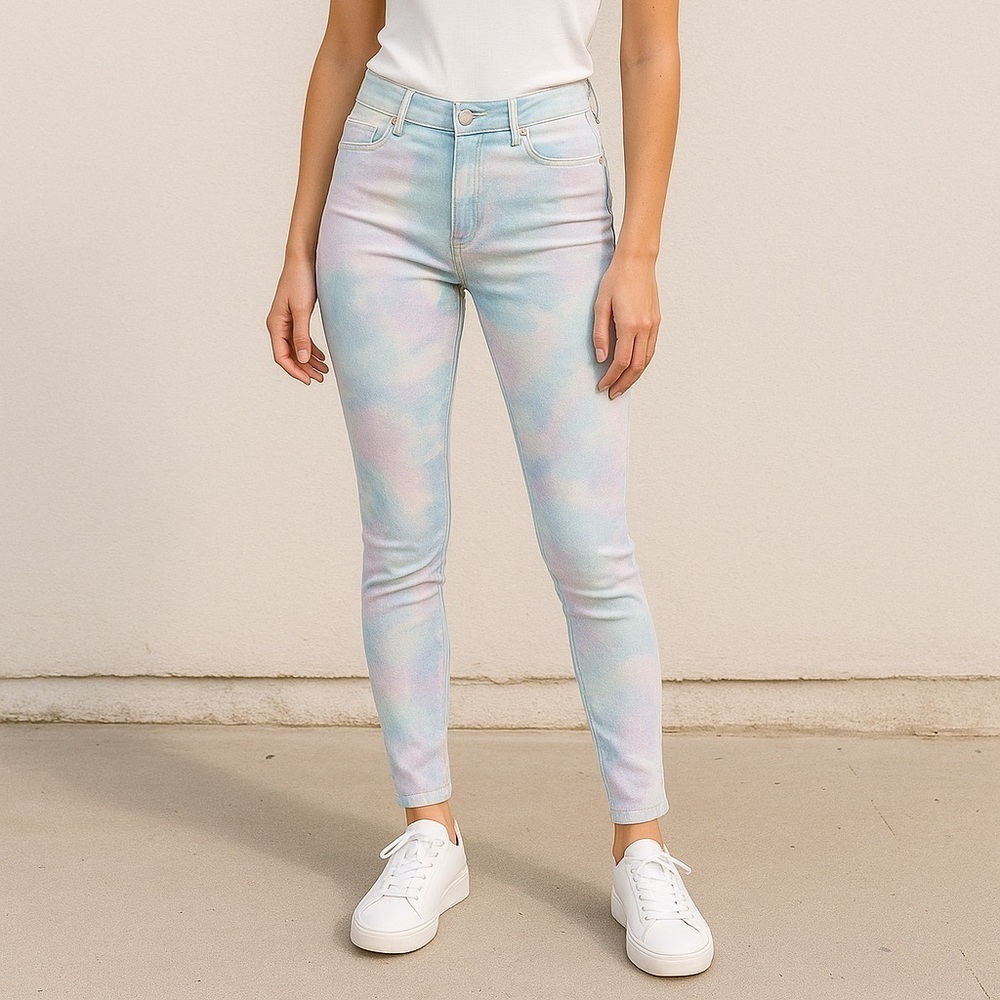 NWT Style & Co Curvy Skinny pastel tie dye jeans mid rise Size 10P